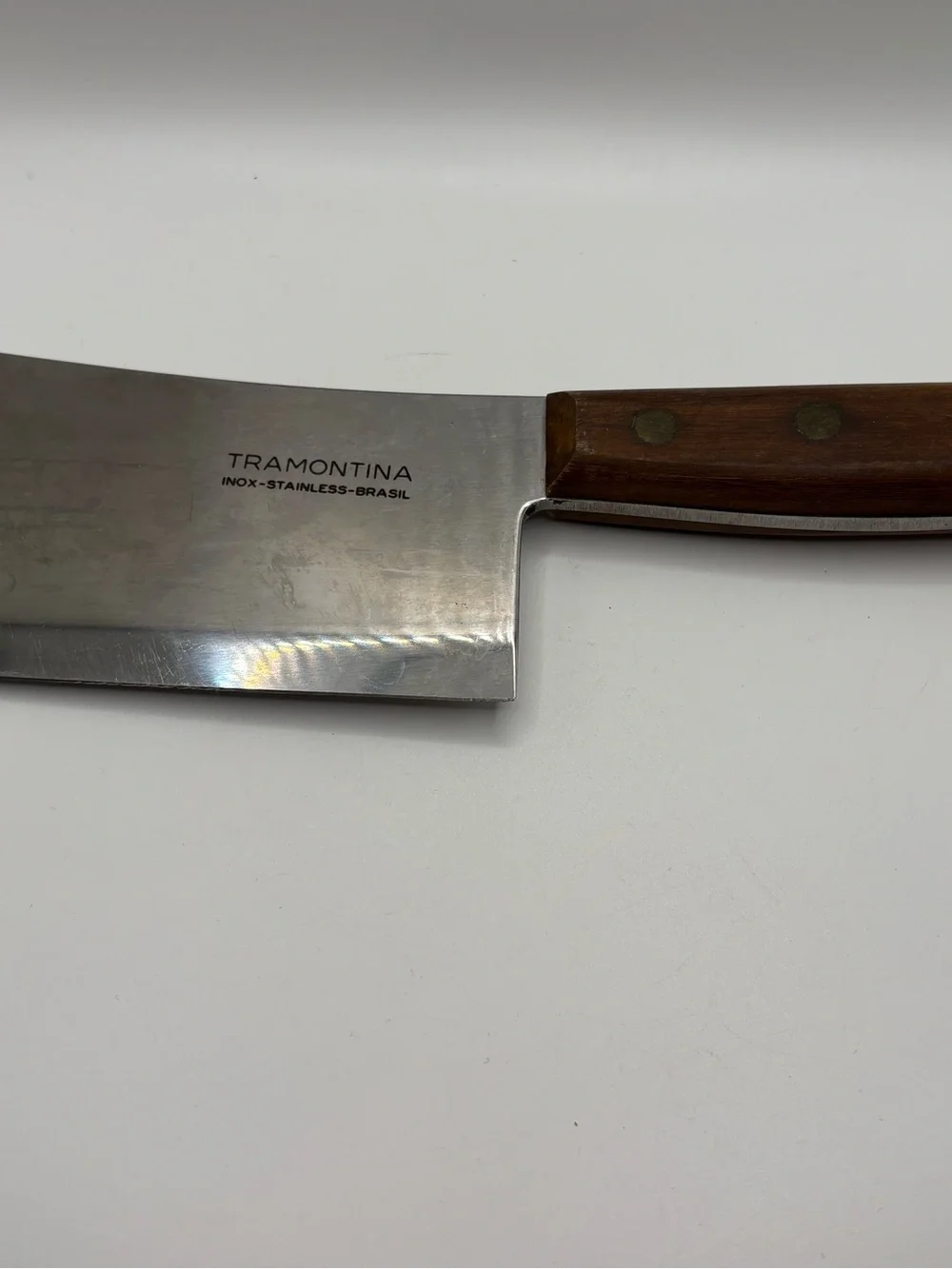 Vintage Tramontina Cleaver Knife - Inox Blade with Wood Handle